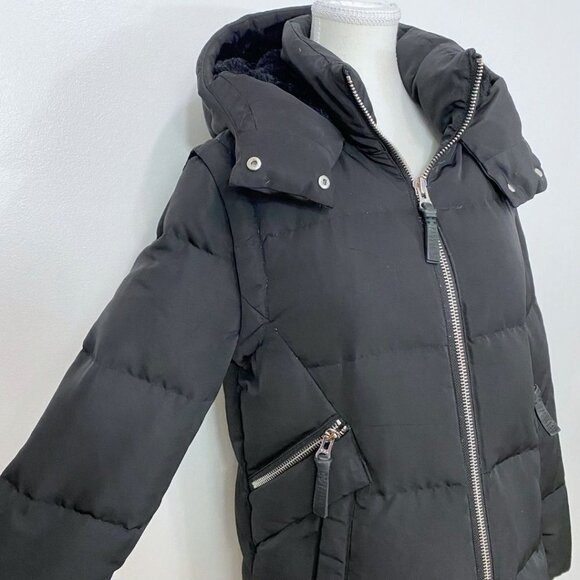 DEREK LAM 10 CROSBY 2 IN 1 BLACK PUFFER FUR HOOD FULL ZIP WINTER COAT & VEST - Picture 7 of 15
